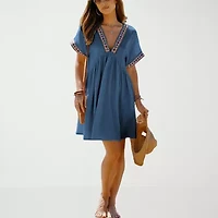 CUPSHE Womens Petite Short Sleeve A-Line Dress