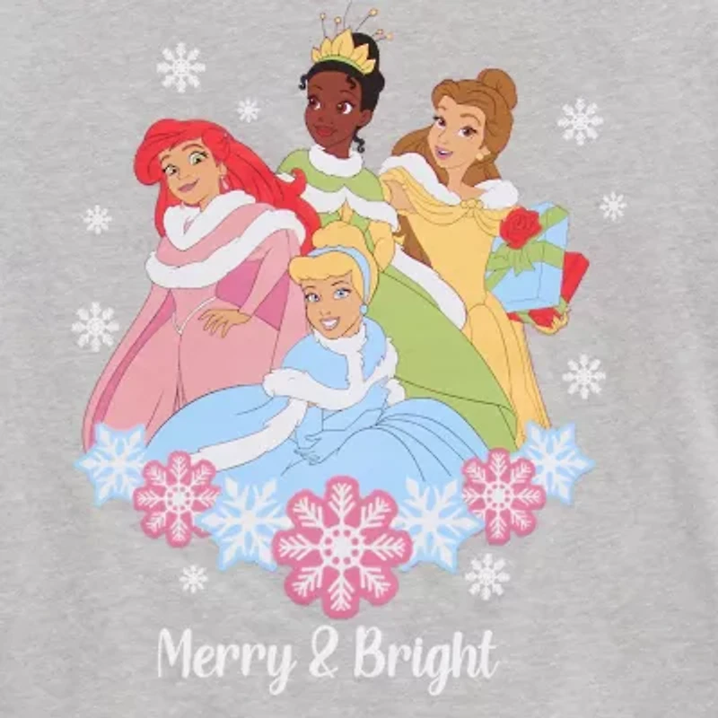 Toddler Girls Crew Neck Long Sleeve Regular Fit Princess Graphic T-Shirt