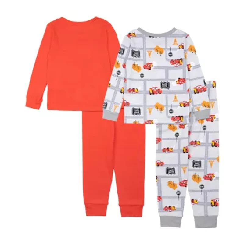 Disney Collection Toddler Boys Cars Crew Neck Long Sleeve 4-pc. Pajama Sets