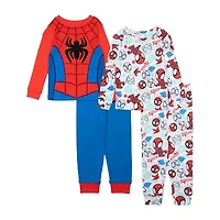 Disney Collection Toddler Boys Spiderman Crew Neck Long Sleeve 4-pc. Pajama Sets