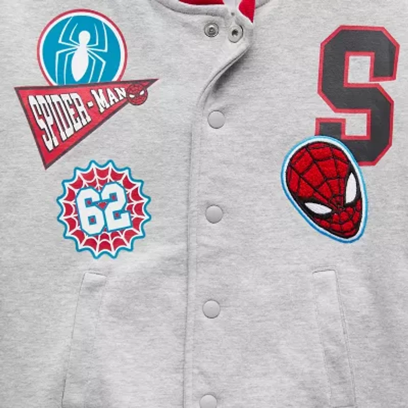 Disney Collection Little & Big Kid Boys Spiderman Fleece Midweight Varsity Jacket