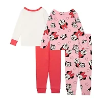 Disney Collection Toddler Girls Minnie Mouse Crew Neck Long Sleeve 4-pc. Pajama Sets