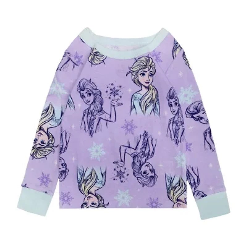 Disney Collection Toddler Girls Frozen Crew Neck Long Sleeve 4-pc. Pajama Sets