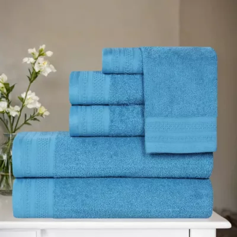 SUPERIOR® Honeycomb Collection | 100% Combed Cotton 6-pc. Quick Dry Solid Bath Towel Set