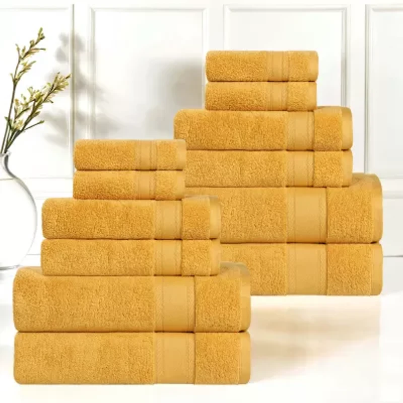 SUPERIOR® Belmont Collection | 100% Cotton 12-pc. Quick Dry Solid Bath Towel Set