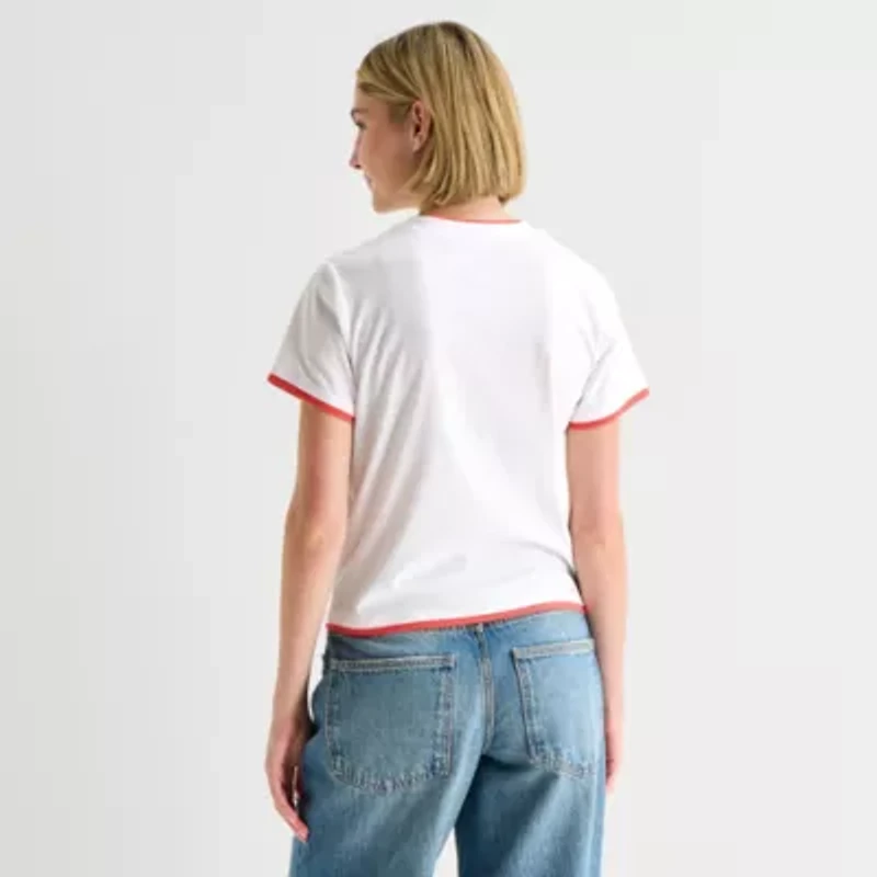 Grayson Threads, The Label Italia Ringer Tee Womens Juniors Crew Neck Short Sleeve Fitted Graphic T-Shirt