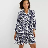 Be by CHETTA B Womens Long Sleeve Abstract Shift Dress