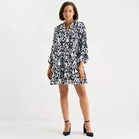 Be by CHETTA B Womens Long Sleeve Abstract Shift Dress