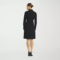 Maggy London Intl Womens Long Sleeve Midi Fit + Flare Dress