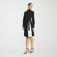 Maggy London Intl Womens Long Sleeve Midi Fit + Flare Dress