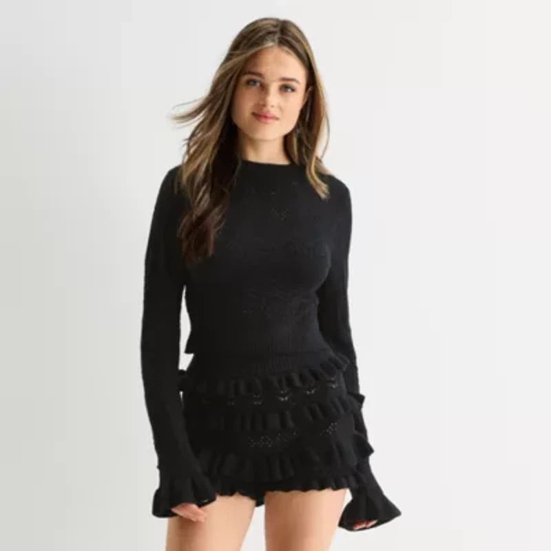 Forever 21 Juniors Womens Crew Neck Long Sleeve Pullover Sweater