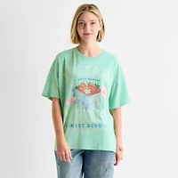 Arizona Womens Juniors Crew Neck Short Sleeve Oversized Graphic T-Shirt