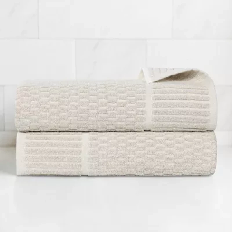 SUPERIOR® Juno Collection | 80% Cotton 20% Viscose 2-pc. Quick Dry Checked Bath Towel