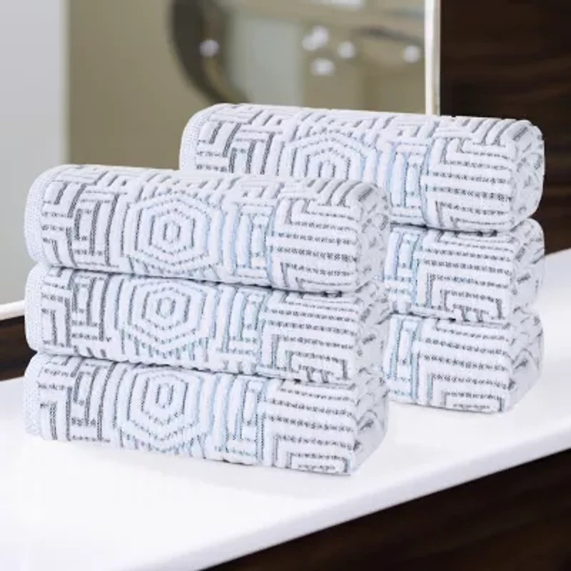 SUPERIOR® Jasper Collection | 100% Cotton 6-pc. Geometric Hand Towel