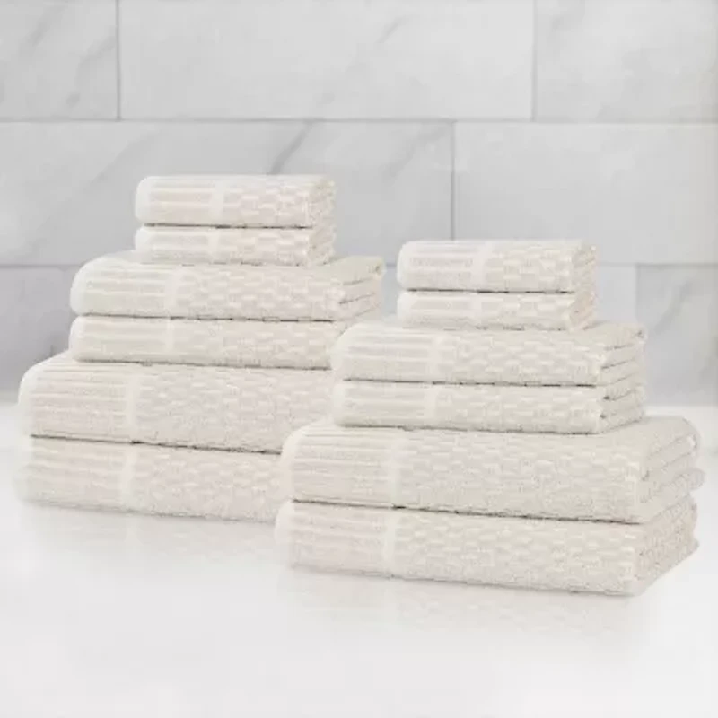 SUPERIOR® Juno Collection | 80% Cotton 20% Viscose 12-pc. Quick Dry Solid Bath Towel Set