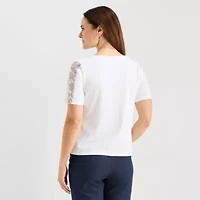 Liz Claiborne Womens Crew Neck Short Sleeve T-Shirt