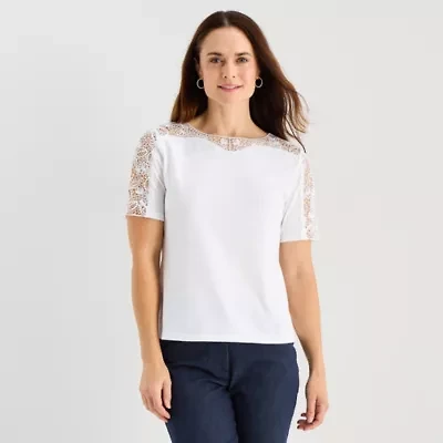 Liz Claiborne Womens Crew Neck Short Sleeve T-Shirt