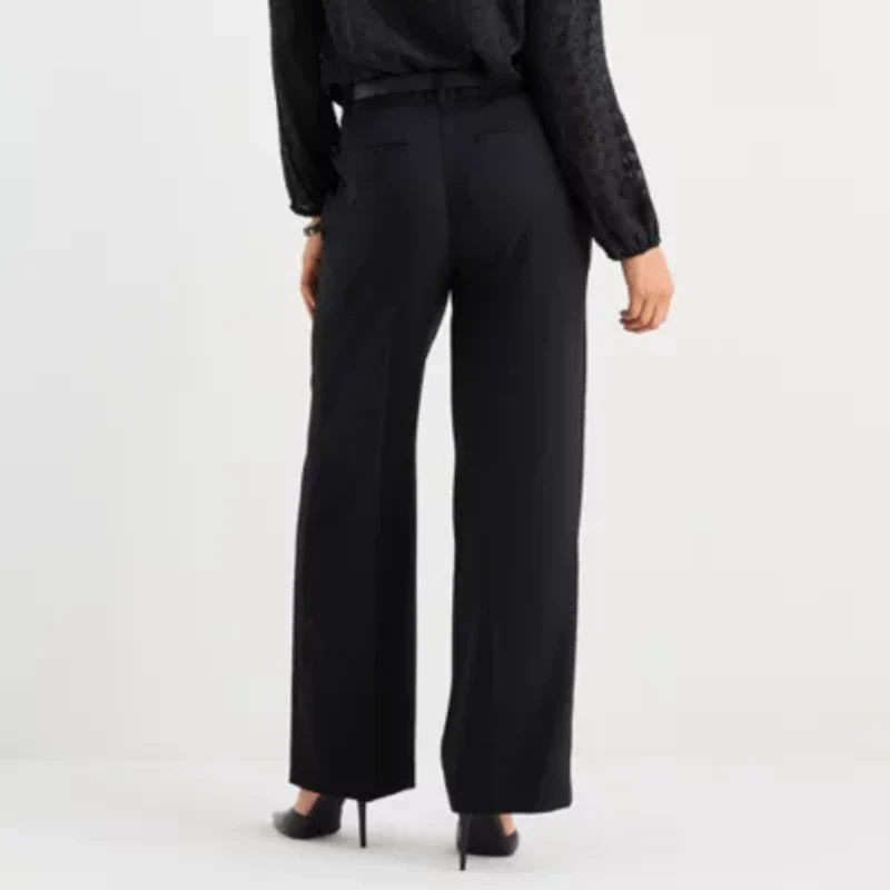 Liz Claiborne Womens Wide Leg Mid Rise Trouser