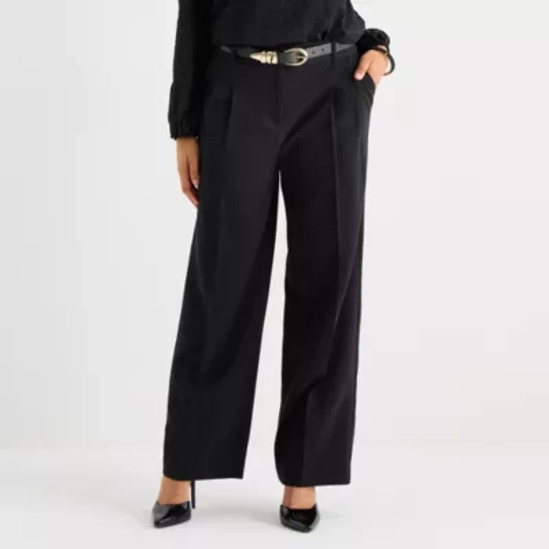 Liz Claiborne Womens Wide Leg Mid Rise Trouser