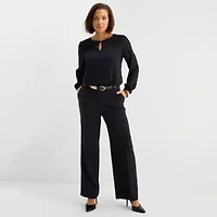 Liz Claiborne Womens Wide Leg Mid Rise Trouser