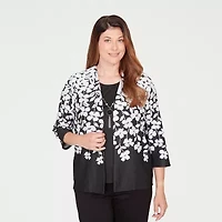 Alfred Dunner Barcelona Womens Round Neck 3/4 Sleeve Layered Top