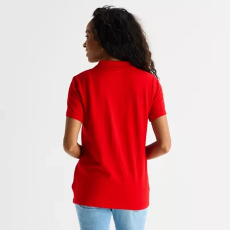 St. John's Bay Womens Adaptive Short Sleeve Easy-on + Easy-off Polo Shirt