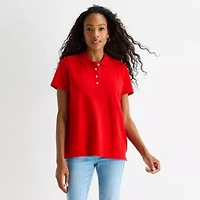 St. John's Bay Womens Adaptive Short Sleeve Easy-on + Easy-off Polo Shirt