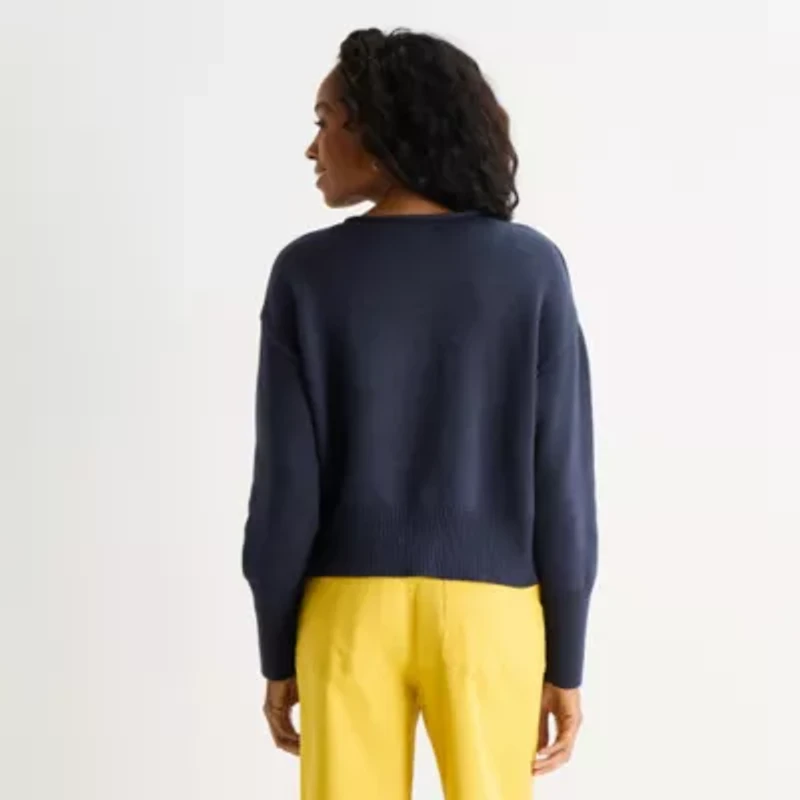 St. John's Bay Womens Crew Neck Long Sleeve Pullover Sweater