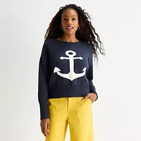 St. John's Bay Womens Crew Neck Long Sleeve Pullover Sweater