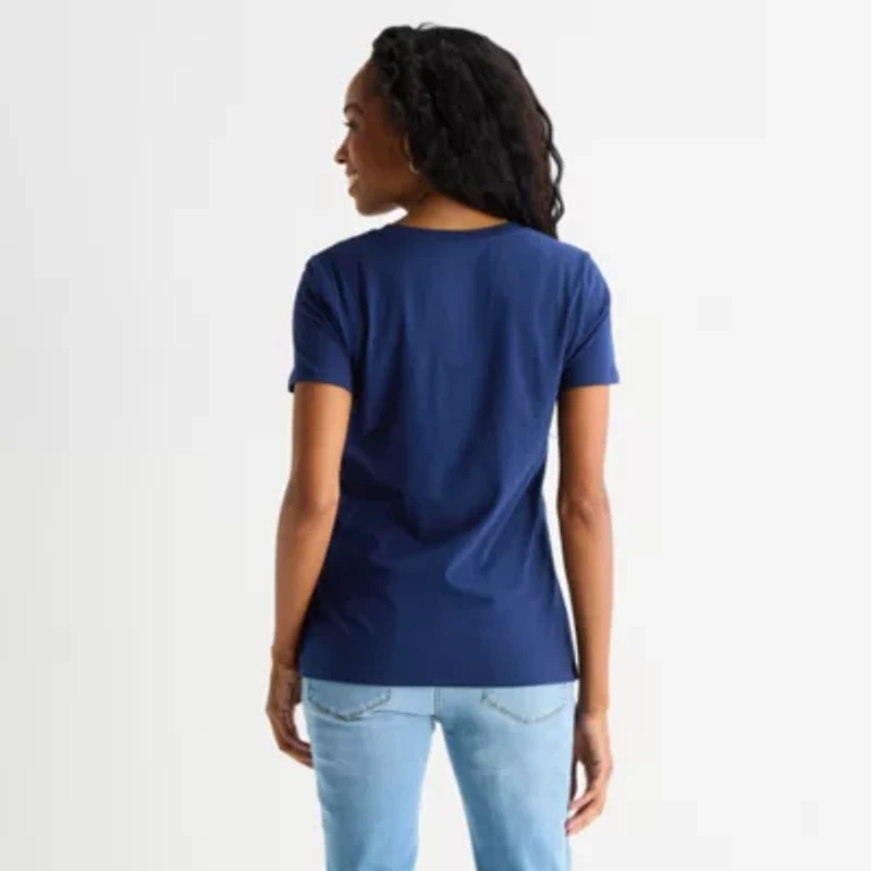 St. John's Bay Womens Crew Neck Short Sleeve T-Shirt