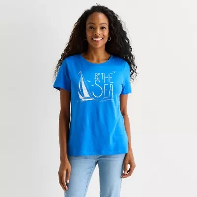 St. John's Bay Womens Crew Neck Short Sleeve T-Shirt