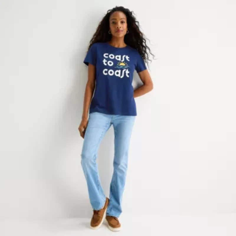 St. John's Bay Womens Crew Neck Short Sleeve T-Shirt