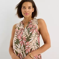 Liz Claiborne Womens Sleeveless Midi Leaf A-Line Dress