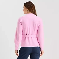 Liz Claiborne Womens Long Sleeve Open Front Cardigan