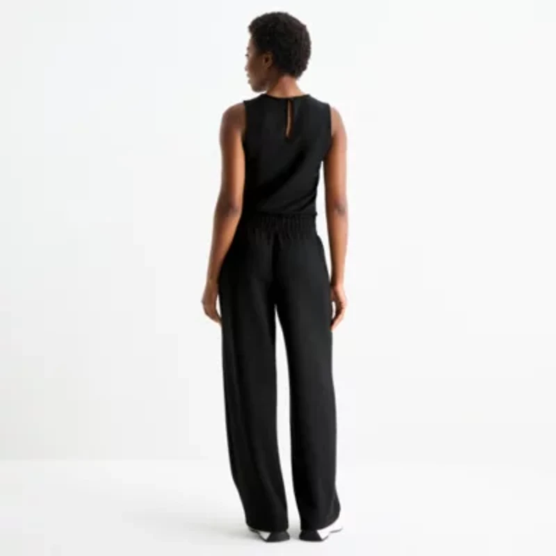 Stylus Womens Crew Neck Sleeveless Jumpsuit