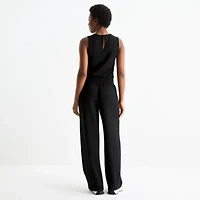 Stylus Womens Crew Neck Sleeveless Jumpsuit