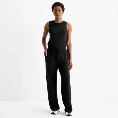 Stylus Womens Crew Neck Sleeveless Jumpsuit