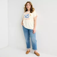 St. John's Bay Womens Plus Crew Neck Short Sleeve Regular Fit Graphic T-Shirt