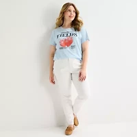 St. John's Bay Womens Plus Crew Neck Short Sleeve Regular Fit Graphic T-Shirt