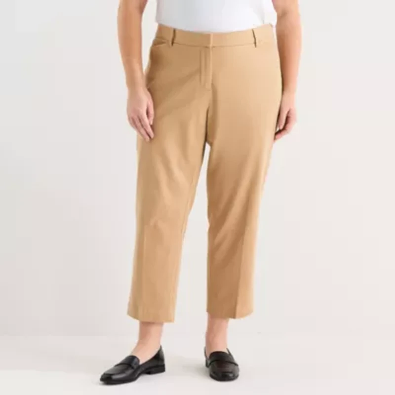 Liz Claiborne Womens Plus Ankle Mid Rise Pant