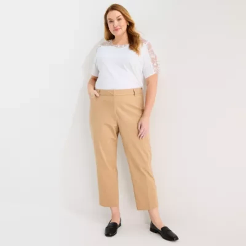 Liz Claiborne Womens Plus Ankle Mid Rise Pant