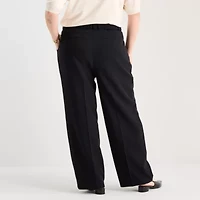 Liz Claiborne Womens Plus Wide Leg Trouser