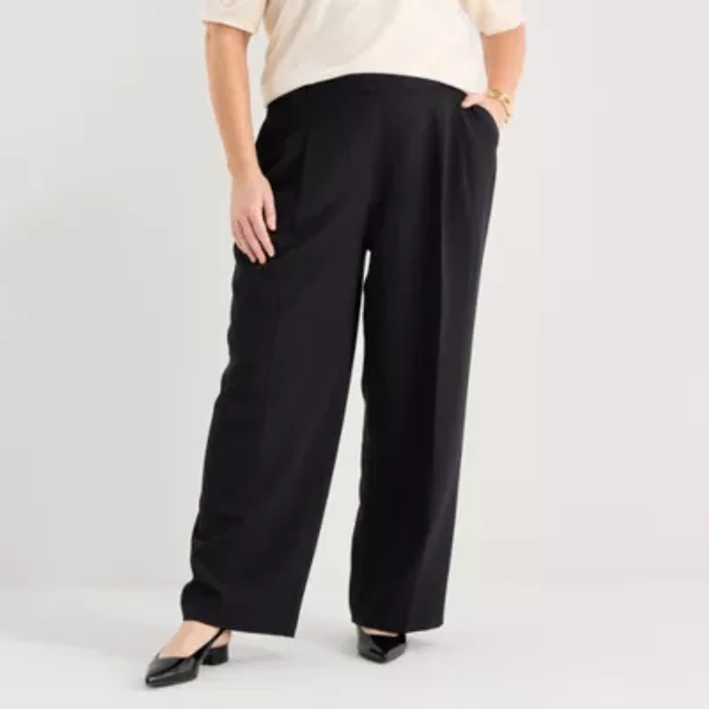 Liz Claiborne Womens Plus Wide Leg Trouser