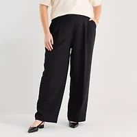 Liz Claiborne Womens Plus Wide Leg Trouser