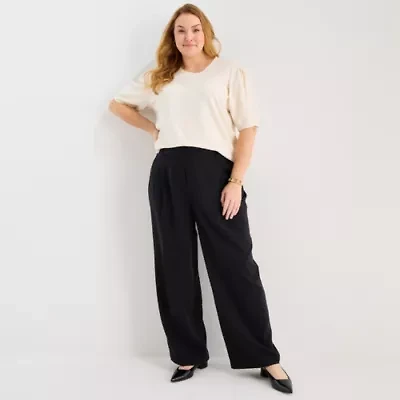Liz Claiborne Womens Plus Wide Leg Trouser