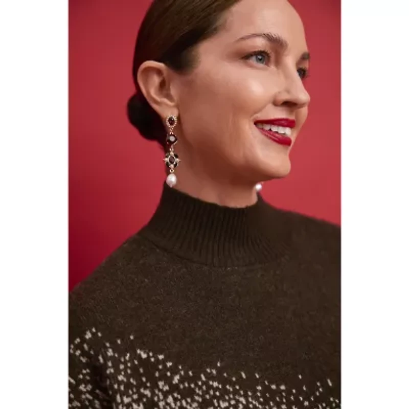 Bijoux Bar Gold Tone Womens Simulated Pearl Drop Earrings