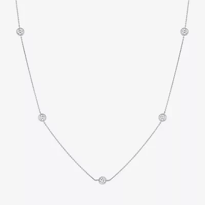 (G-H / Si2-I1) Womens 1 CT. T.W. Lab Grown White Diamond 10K Gold Round 18 Inch Pendant Necklace