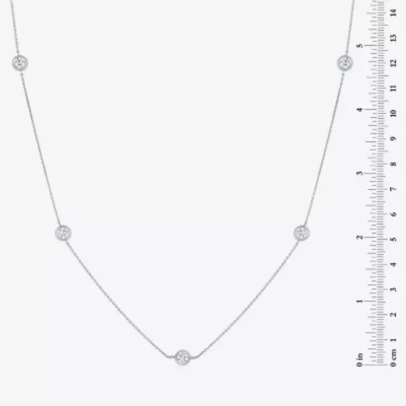 (G-H / Si2-I1) Womens 1 CT. T.W. Lab Grown White Diamond 10K Gold Round 18 Inch Pendant Necklace