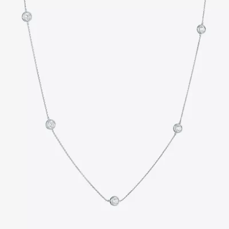 (G-H / Si2-I1) Womens 1 CT. T.W. Lab Grown White Diamond 10K Gold Round 18 Inch Pendant Necklace
