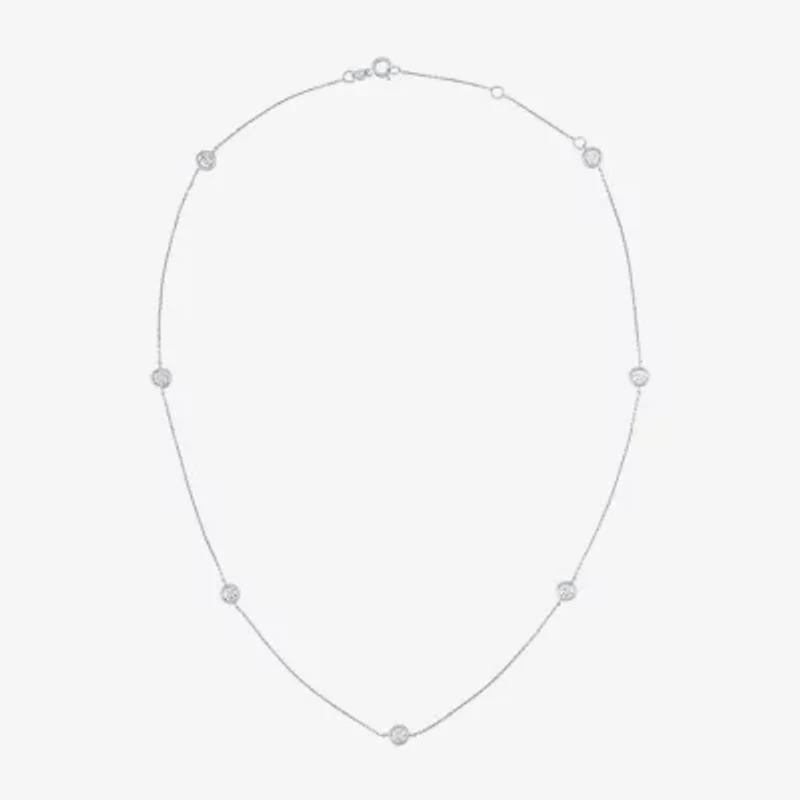 (G-H / Si2-I1) Womens 1 CT. T.W. Lab Grown White Diamond 10K Gold Round 18 Inch Pendant Necklace